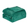Plazatex Striata Lined Oversized All Season 100% Polyester Blanket Queen Teal - 3 of 4