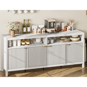 Modern Fluted Sideboard Buffet Cabinet with 65.8-Inch Width, Four Doors for Kitchen Storage, Elegant Wood Sideboard for Dining Room - 1 of 4