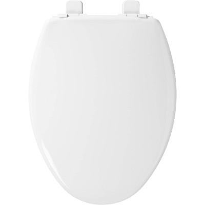 Mayfair by Bemis Little2Big Never Loosens Elongated Plastic Children's Potty Training Toilet Seat with Slow Close Hinge - White