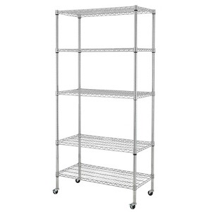 5-Tier Steel Wire Shelving with Wheels - 1 of 4