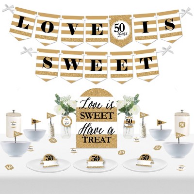Big Dot of Happiness We Still Do - 50th Wedding Anniversary - DIY Anniversary Party Love is Sweet Signs - Snack Bar Decorations Kit - 50 Pieces