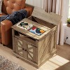 Farmhouse End Table with Charging Station, 23.6" Large End Tables for Living Room - 3 of 4