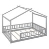 CAVINAS Twin Size Bed Frame, Wood Bed House Bed Frame with Fence, House-Shaped Floor Bed for Kids, Teens, Girls, Boys, Floor Platform Bed - 3 of 4