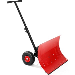 Snow Shovel with Wheels, 29.1" W x 19.3" H Snow Pusher for Driveway, Snow Pusher Shovel with Adjustable Angle & Height Handle for Pavement - 1 of 4