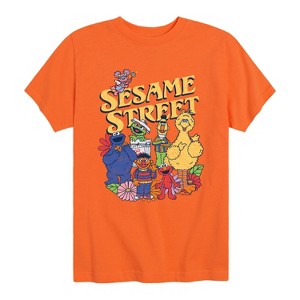 Boys' - Sesame Street - SS Group Flowers Short Sleeve Graphic T-Shirt - 1 of 4