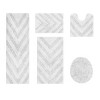 Hugo 5-Piece Bath Rug Set 100% Premium Cotton Tufted Chevron Pattern Bathmats for Bathroom, Super Soft Absorbent Machine Washable - 2 of 4