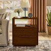 Vynxaria Mid Century Modern Nightstand with Charging Station & Outlet Hole, Louver Design  End Table for Living Room Reception Room Dorm, Walnut - 3 of 4
