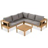 Sapphtopaz Patio Furniture Set Outdoor Rattan Sectional Conversation Sofa with Acacia Wood Legs and Coffee Table for Garden, Terrace - 3 of 4