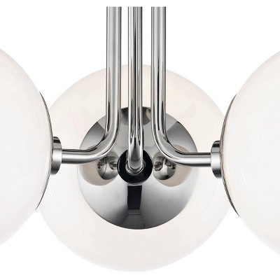 Elegant 3-Light Globe Semi-Flush Mount with White Glass & Polished Nickel Finish
