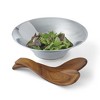 Nambé Round Salad Bowl with Acacia Wood Servers – Contemporary Alloy Serving Dish for Salads, Pasta, or Hors d’Oeuvres, Elegant Centerpiece - 3 of 3