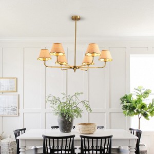 KTMBDW 6-Light Farmhouse Chandelier for Living Room, Rustic Industrial Pendant Ceiling Light Fixture, Hanging Lamp for Bedroom Dining Room, Gold - 1 of 4