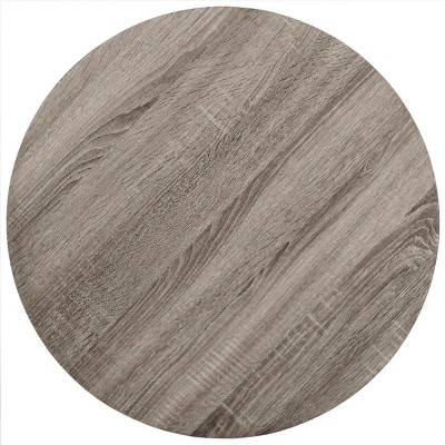 Vida 24" Round Light Brown Wood and Metal End Table