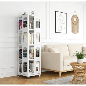 Airsurfer 5-Tier White Bookshelf Modern Rotating Bookshelf Storage Solution for Home Office or Living Room - 1 of 4