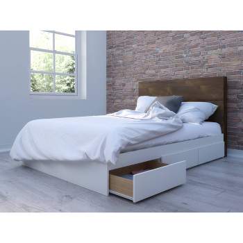 Modena 3 Drawer Storage Bed with Headboard White/Truffle - Nexera