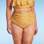 Women's Striped High Coverage Bikini Bottom - Kona Sol™ Gold