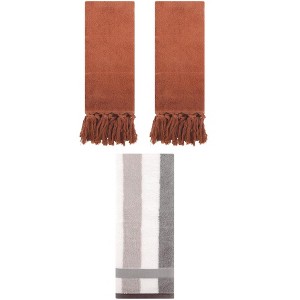 REGALWOVEN 3 Packs Cotton Absorbent Soft Decorative Bathroom Hand Towel Set - 1 of 4