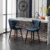 Roundhill Furniture Nevis Mid-century Modern Faux Leather Tufted Nailhead Trim Counter Stool, Blue, Set of 2 - 3 of 4