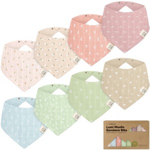 8pk Lumi Muslin Baby Bibs, Bandana Bibs for Baby Boy, Baby Girl, Muslin Drool Bib for Newborn, Toddler - 1 of 4