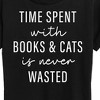 Women's - Instant Message - Time Spent With Books Cats Short Sleeve Graphic T-Shirt - 2 of 4