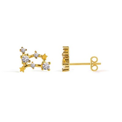 Molenia 925 Sterling Silver 12 Constellation Personalized Earrings for Women, 18K Gold Plated Zodiac Stud Earrings Horoscope Celestial Jewelry
