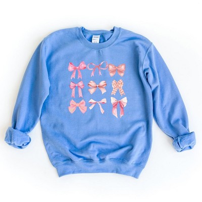 Simply Sage Market Women's Graphic Sweatshirt Coquette Pink Bow Chart