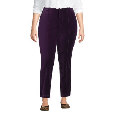 Lands' End Women's Velvet High Rise Pintuck Pencil Ankle Pants