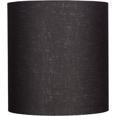 Brentwood Black Tall Linen Medium Drum Lamp Shade 14" Top x 14" Bottom x 15" High (Spider) Replacement with Harp and Finial