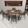5-Piece Dining Set with Rectangle Kitchen Table and 4 Suede Armless Chairs - 2 of 4
