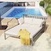 Outdoor Daybed, Patio Sunbed, Wooden Chaise Lounger Chair with Cushion & Four Pillows for Poolside, Backyard, Garden - ModernLuxe - 2 of 4