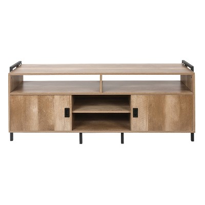 LuxenHome Light Oak Finish TV Stand for TVs Up To 60-Inch Brown