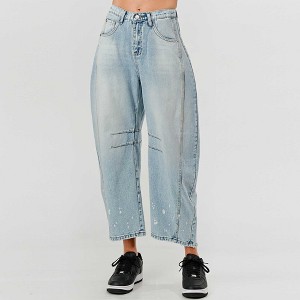 Women's Barrel Leg Baggy Jeans – High Rise Vintage Wash Slouchy Fit Denim by Cherie Code - 1 of 4