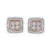 Haus of Brilliance Silver Diamond Accented Square Shaped Milgrain Stud Earrings - 3 of 4