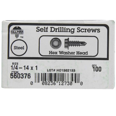 Hillman 1/4-14 Sizes X 1 In. L Hex Hex Washer Head Sheet Metal Screws ...