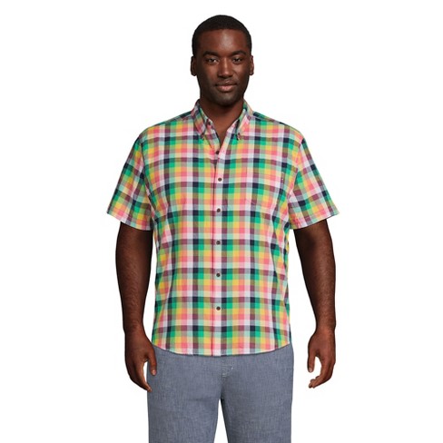 Lands End Men s Big and Tall Traditional Fit Short Sleeve Madras Shirt 2X Big Tall Multi Madras Check