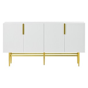 Hostack 4-Door Sideboard Cabinet with Gold Metal Handles and Elegant Storage for Dining and Living Room, White - 1 of 4
