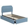 Bed Frame with Storage Headboard, Girls Bed Frame with 2 Drawers, Boucle Upholstered Platform Bed with Bookcase - 3 of 3