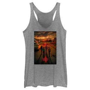 Women's Stranger Things Four Friends Rift Apocalypse Poster Racerback Tank Top - 1 of 4