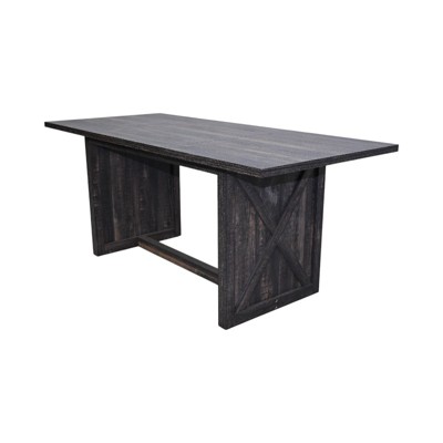 Vynxaria Coffee Tables: Rustic Gray Farmhouse Dining Table with X-Leg Design for 6-8 People