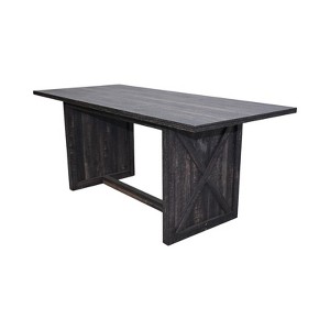 Vynxaria Coffee Tables: Rustic Gray Farmhouse Dining Table with X-Leg Design for 6-8 People - 1 of 4