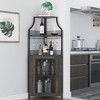 Corner Bar Cabinet, 61" Tall Farmhouse Wine Cabinet with Detachable Wine Rack, 5-Tier Industrial Wine Cabinet with Glass Holder & Adjustable Shelves - 2 of 4