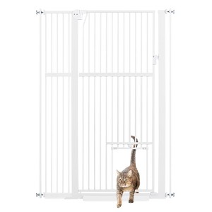 unipaws 56" Tall Dog Gate with Cat Door - 1 of 4