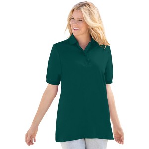 Woman Within Elbow-Sleeve Polo Tunic - 1 of 4