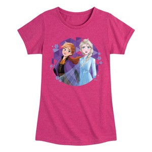 Girls' - Frozen 2 - Anna & Elsa Fitted Short Sleeve Graphic T-Shirt - 1 of 4