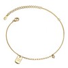 Sterling Silver Anklet with 14K Yellow Gold Plating, featuring a golden pearl and square charm for a sophisticated and elegant touch. - 3 of 3