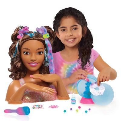 Barbie Tie-dye Deluxe Styling Head Brunette Hair With Blue Highlights