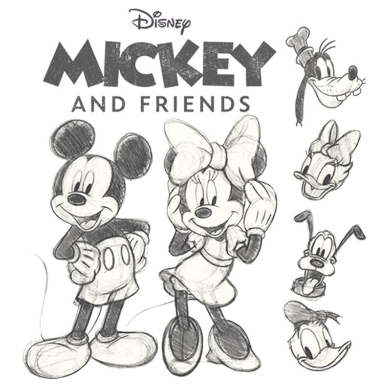 Girl's Disney Mickey and Friends Sketch T-Shirt, 2 of 5