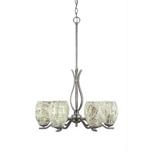 Toltec Lighting Revo 6 - Light Chandelier in  Aged Silver with 5" Natural Fusion Shade - 1 of 1