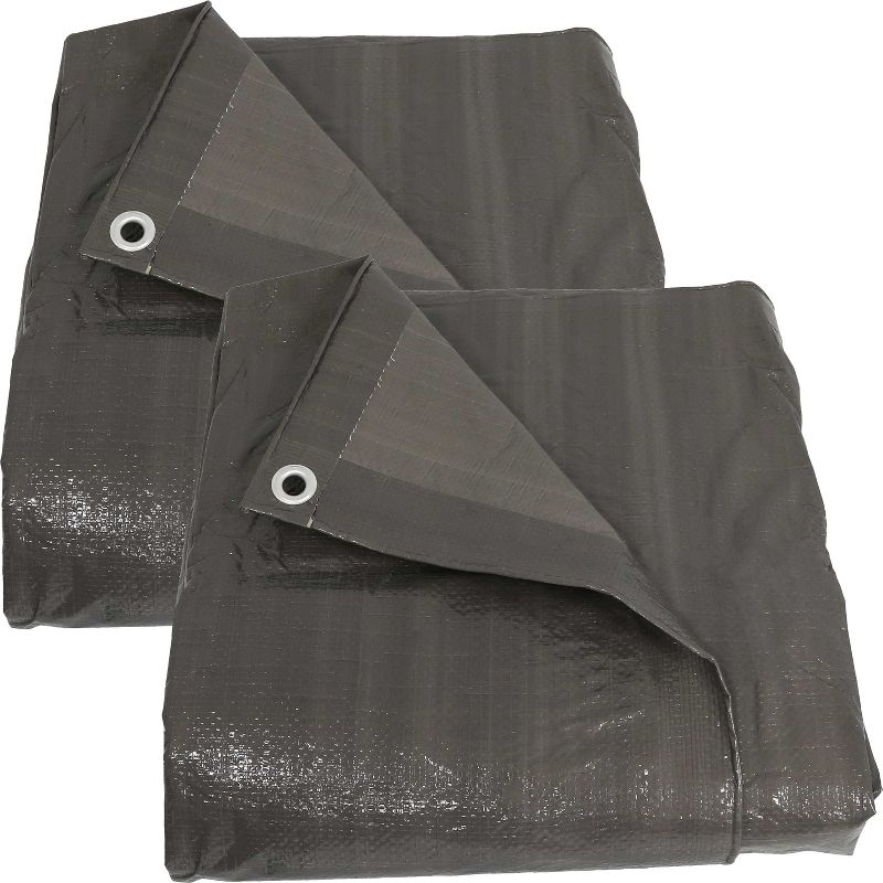 Sunnydaze Outdoor Heavy-Duty Multi-Purpose Plastic Reversible Protective Tarp Cover - 20' x 30' - Dark Gray - 2pk, 1 of 5