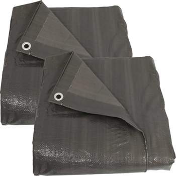 Sunnydaze Outdoor Heavy-Duty Multi-Purpose Plastic Reversible Protective Tarp Cover - 20' x 30' - Dark Gray - 2pk