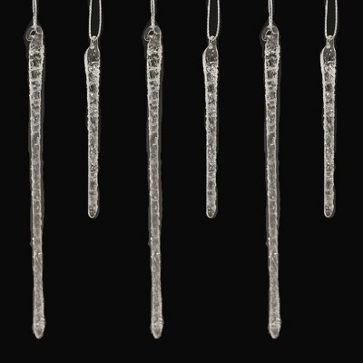 Old World Christmas 6.0 Inch Frosty Glass Icicles St/6 Reflective Textured Tree Ornament Sets